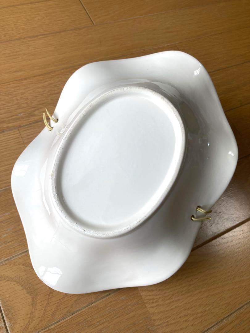 【昭和レトロ】花飾り付き 陶器製 バスケット 菓器 菓子入れ