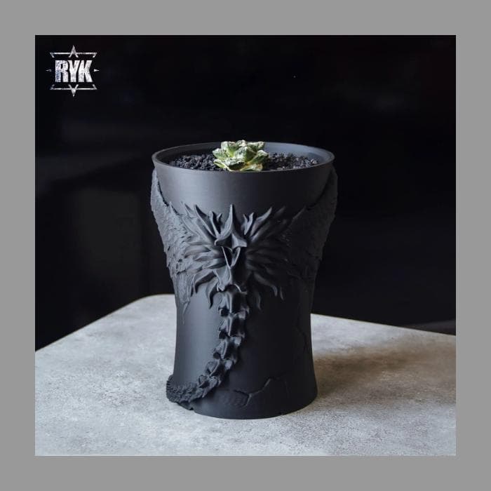 3Dプリント製 ダーク系鉢植え鉢 3Dプリンター鉢 作家鉢 植木鉢 Lサイズ