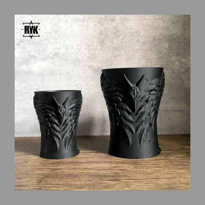 3Dプリント製 ダーク系鉢植え鉢 3Dプリンター鉢 作家鉢 植木鉢 Lサイズ