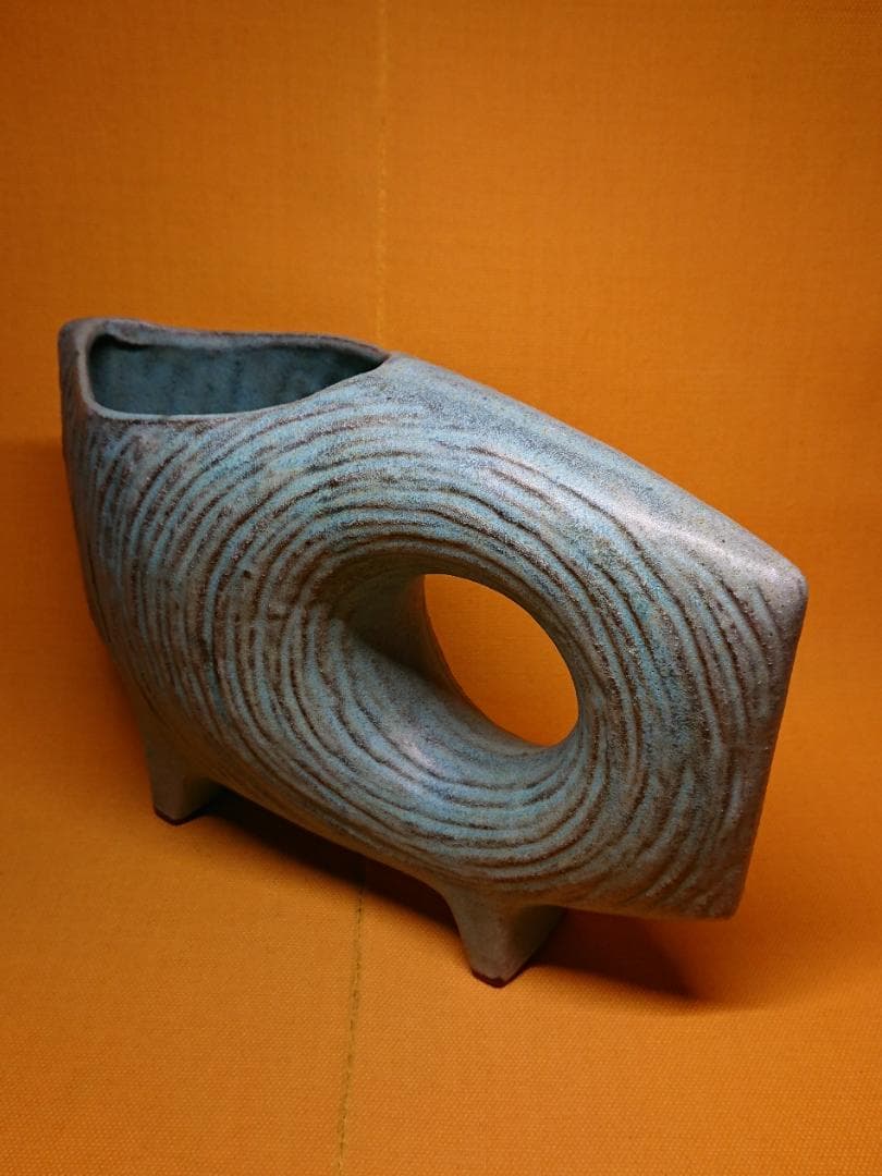 【美品】花器　変形花器　華道　陶器　置物　インテリア　工芸品　美術品　A2849