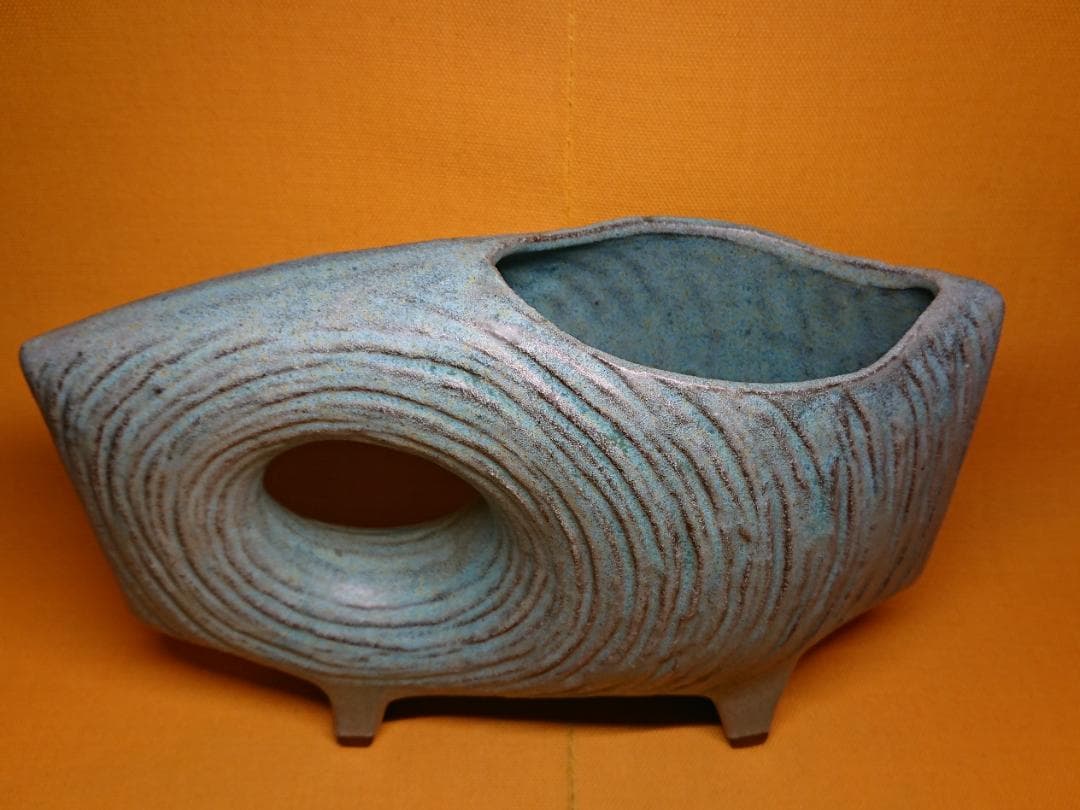 【美品】花器　変形花器　華道　陶器　置物　インテリア　工芸品　美術品　A2849