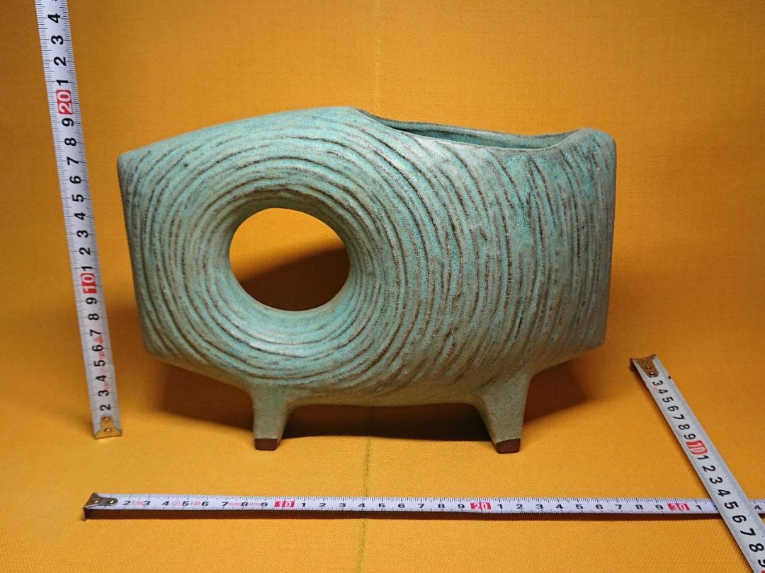 【美品】花器　変形花器　華道　陶器　置物　インテリア　工芸品　美術品　A2849