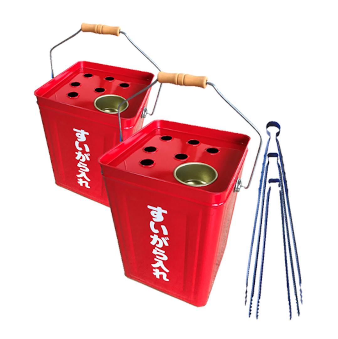 吸がら入れA6048水缶付ロング缶&プレミアムつかみバサミ付PSD-02-02