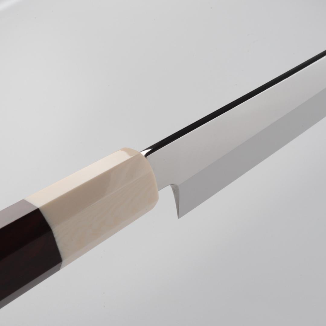 梵静刃物マグロ包丁 刃渡二尺 鏡面仕上げ 刺身包丁 反りスネークウッド柄 鞘付き