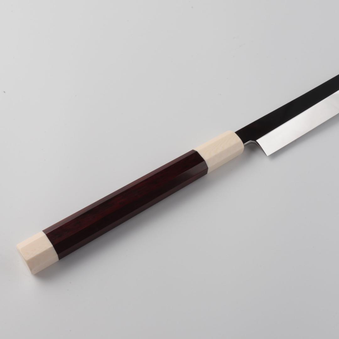 梵静刃物マグロ包丁 刃渡二尺 鏡面仕上げ 刺身包丁 反りスネークウッド柄 鞘付き