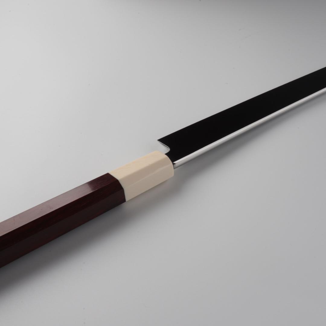 梵静刃物マグロ包丁 刃渡二尺 鏡面仕上げ 刺身包丁 反りスネークウッド柄 鞘付き