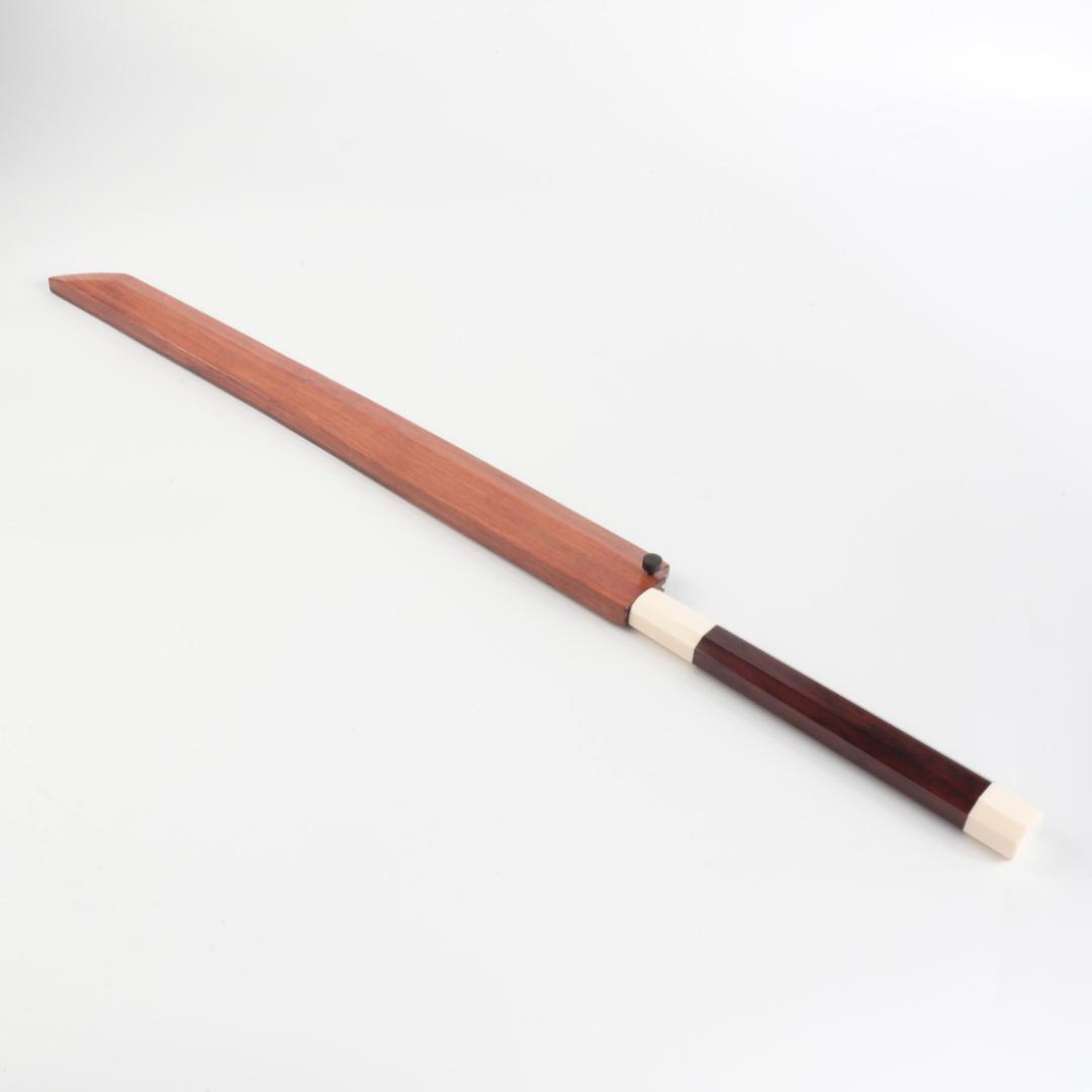 梵静刃物マグロ包丁 刃渡二尺 鏡面仕上げ 刺身包丁 反りスネークウッド柄 鞘付き