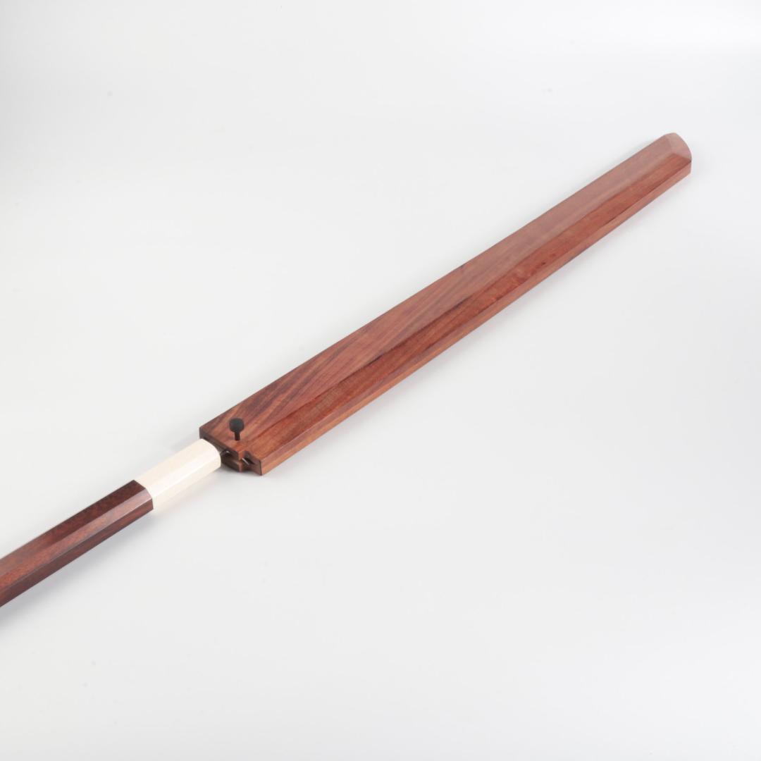 梵静刃物マグロ包丁 刃渡二尺 鏡面仕上げ 刺身包丁 反りスネークウッド柄 鞘付き