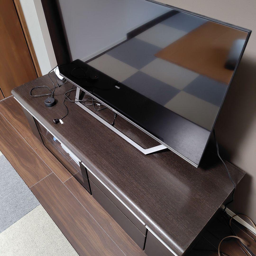 ダークブラウン テレビ台 ガラス扉付き