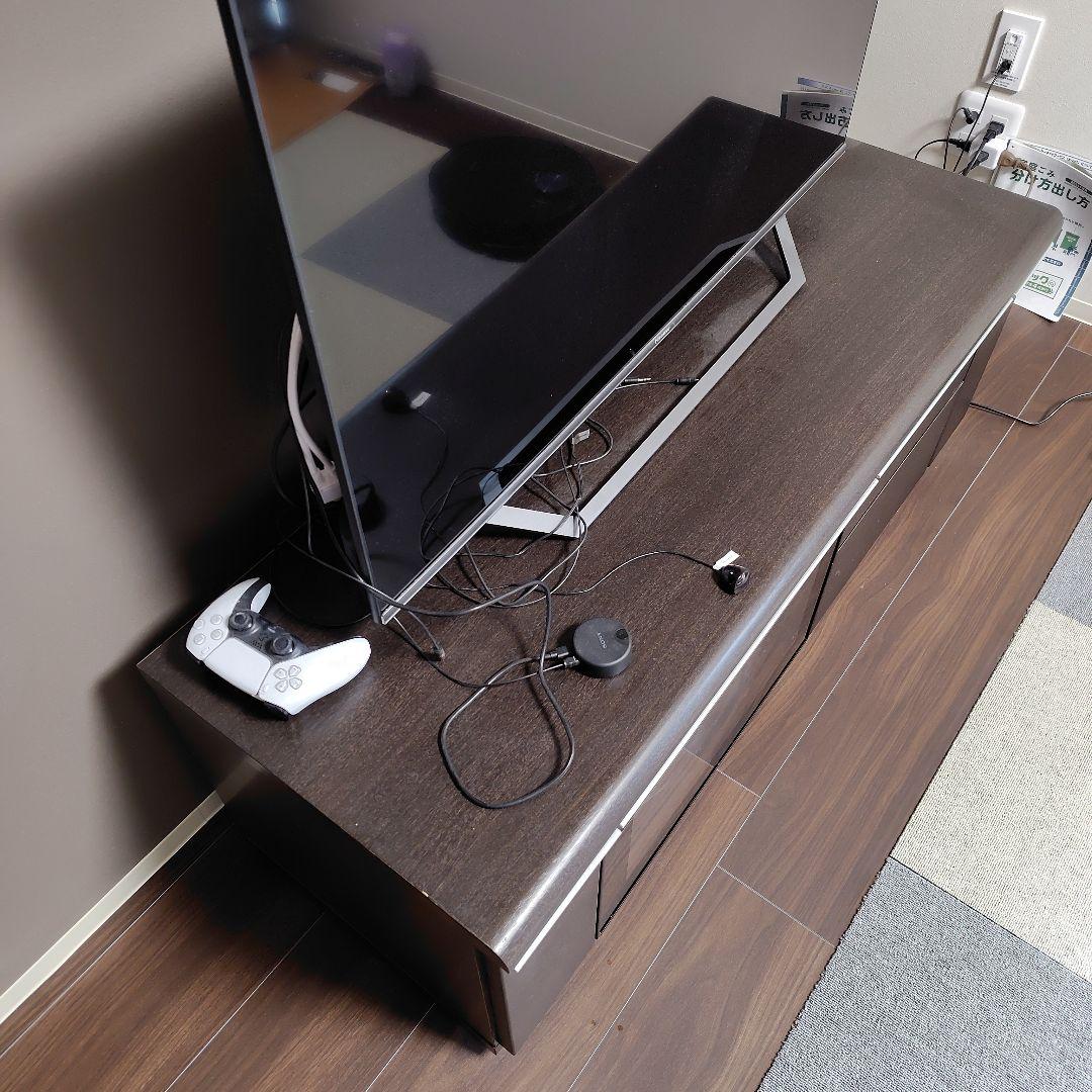 ダークブラウン テレビ台 ガラス扉付き