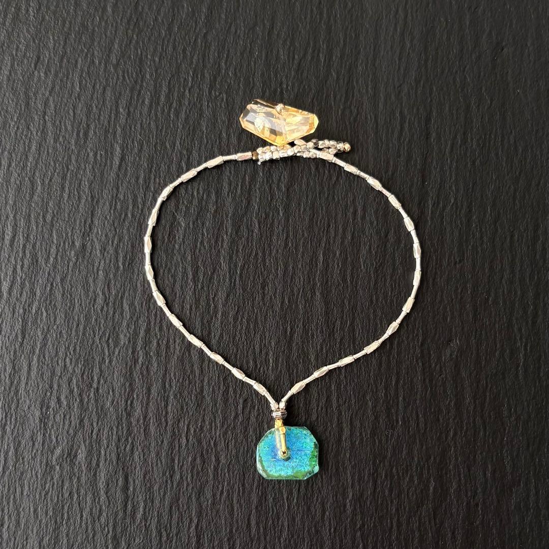 ローマングラス　シトリン　カレンシルバーブレスレット