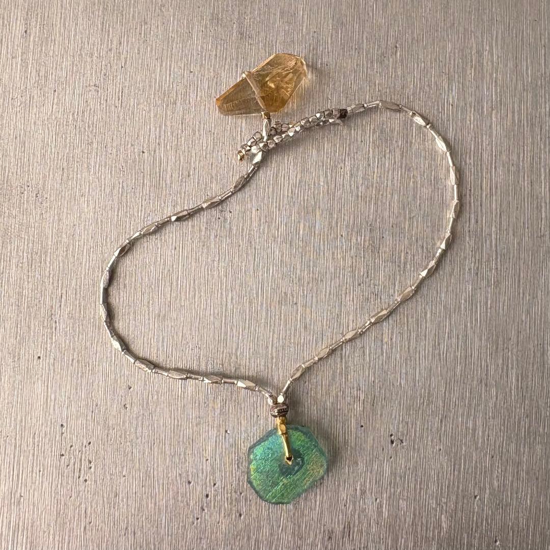 ローマングラス　シトリン　カレンシルバーブレスレット