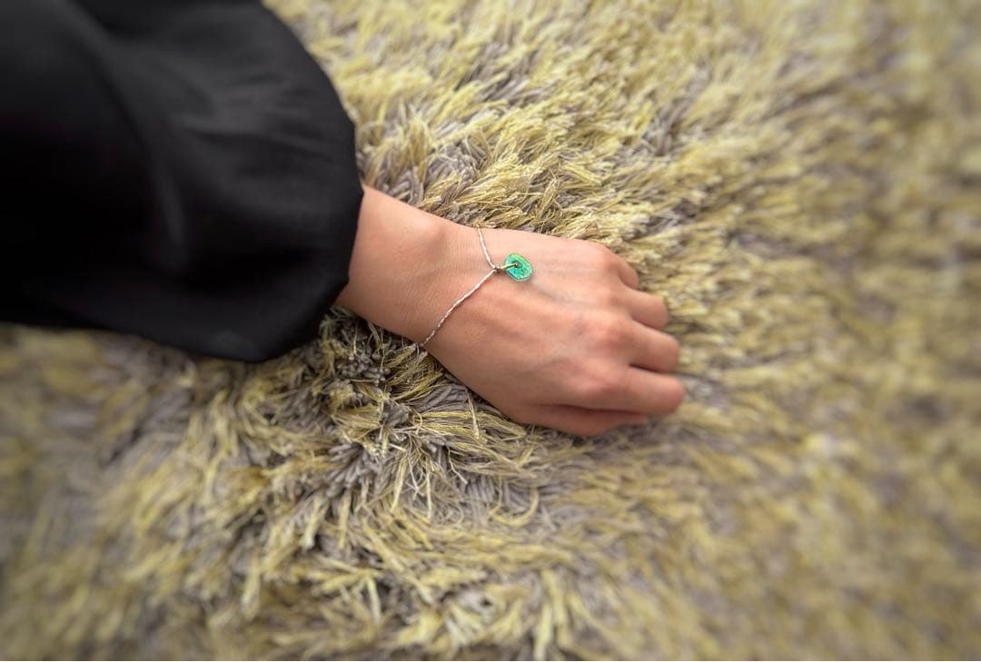 ローマングラス　シトリン　カレンシルバーブレスレット