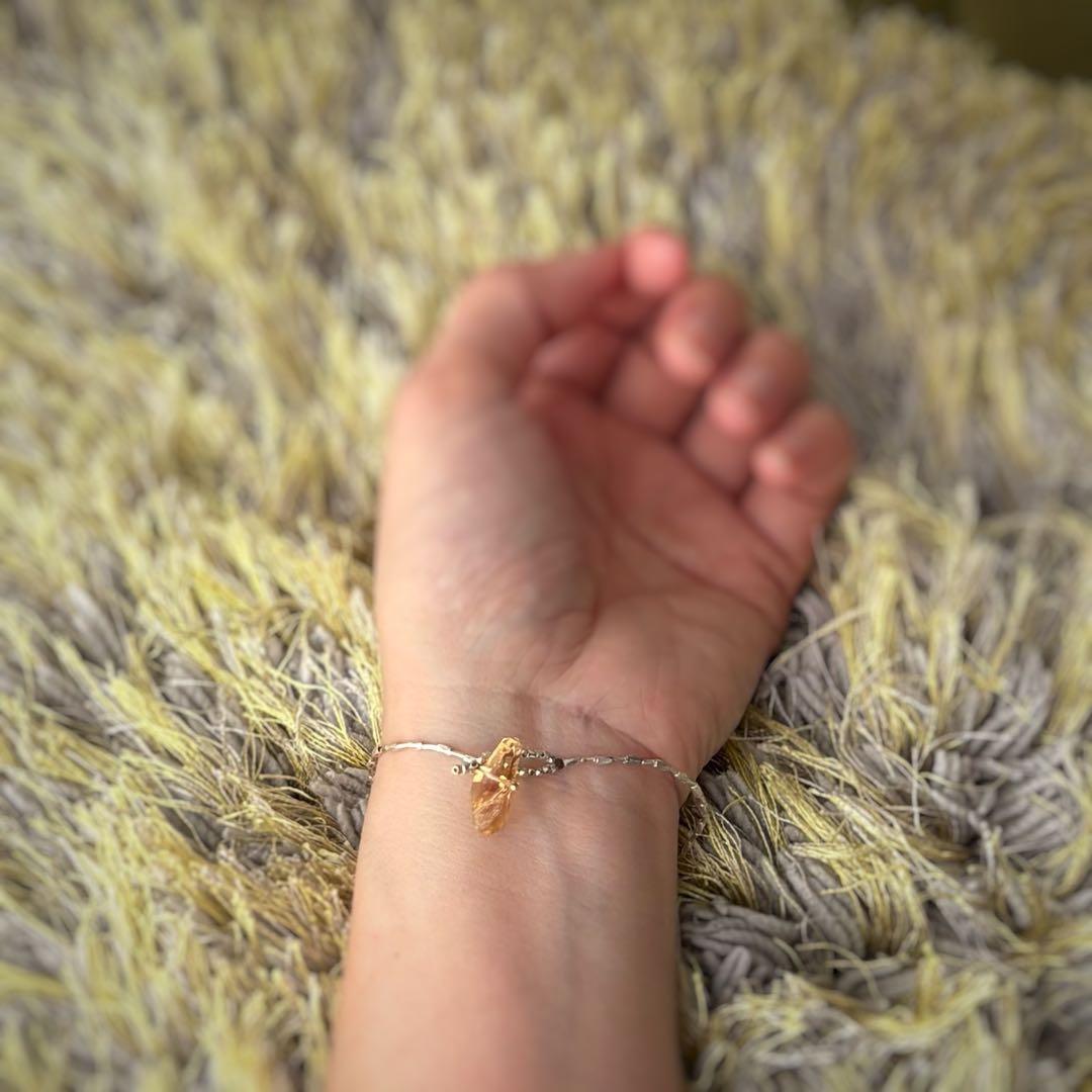 ローマングラス　シトリン　カレンシルバーブレスレット