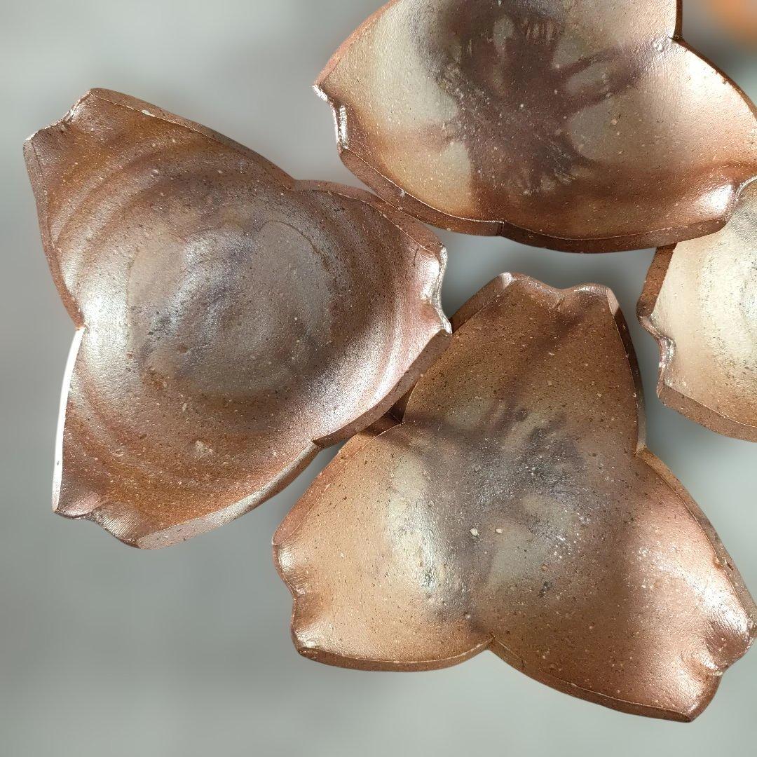 A1342-4/備前焼/閑谷窯/目澤孝 作/備前割山椒向付5客/飾鉢/菓子鉢/