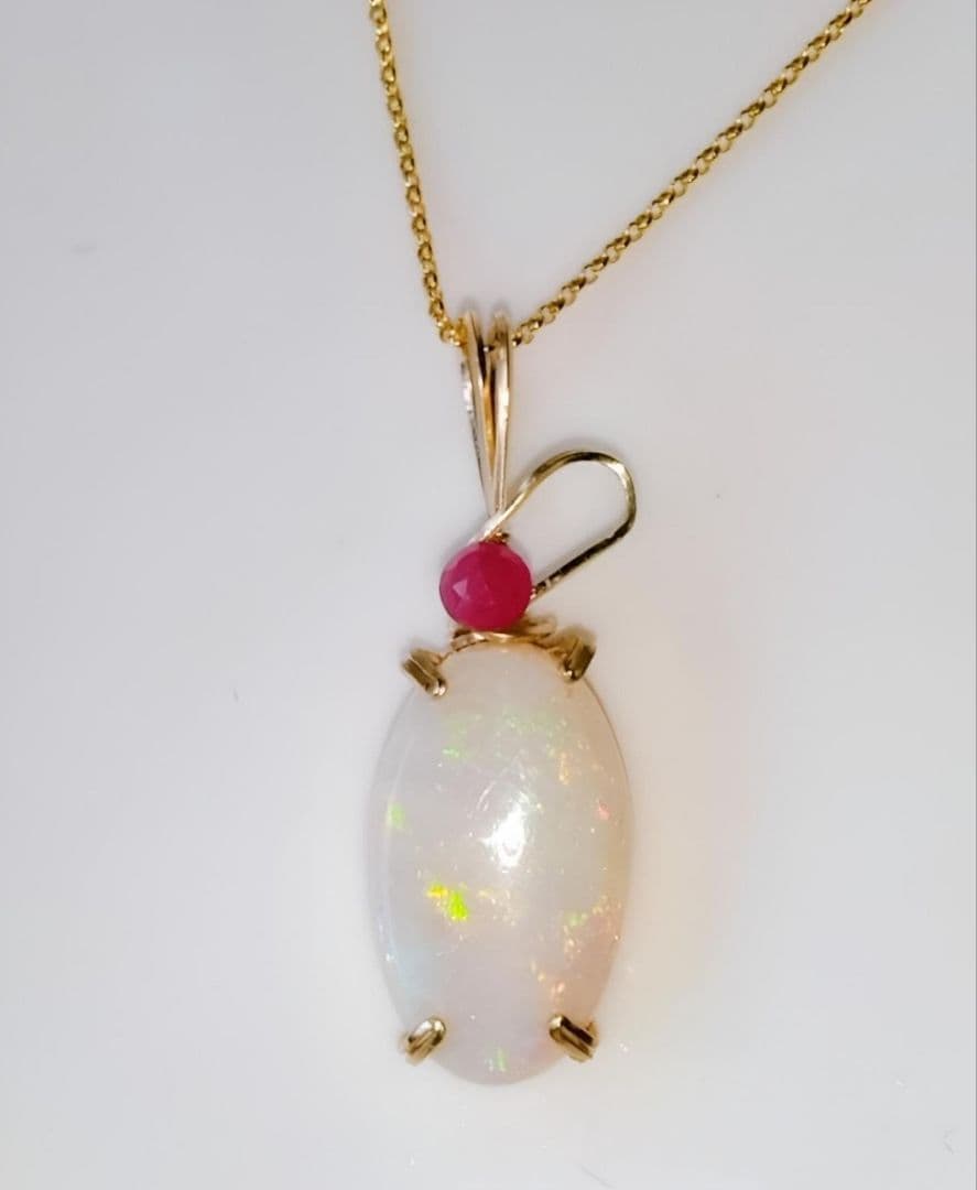 Kgf14 宝石ルース ウォーターオパール ルビー ペンダント トップ