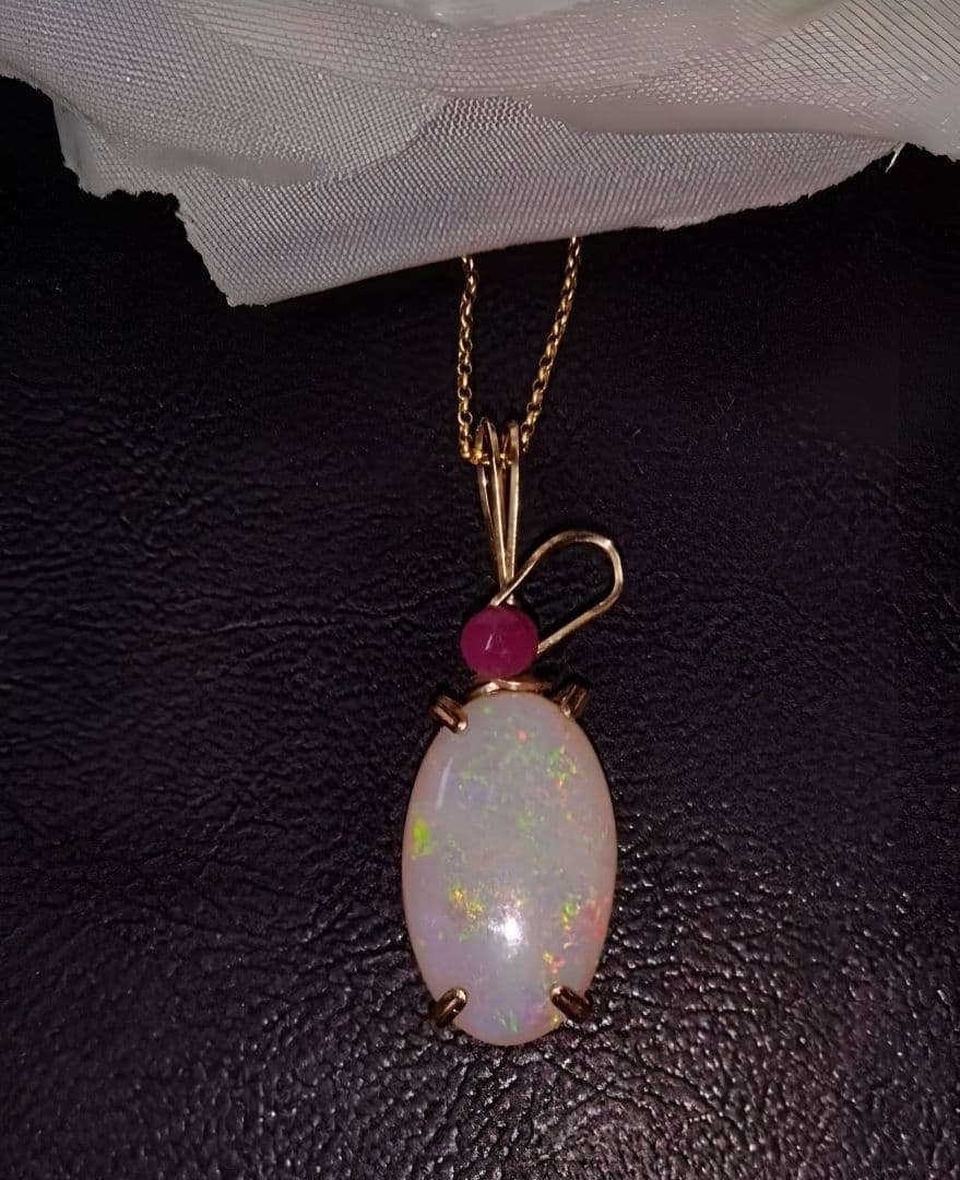 Kgf14 宝石ルース ウォーターオパール ルビー ペンダント トップ
