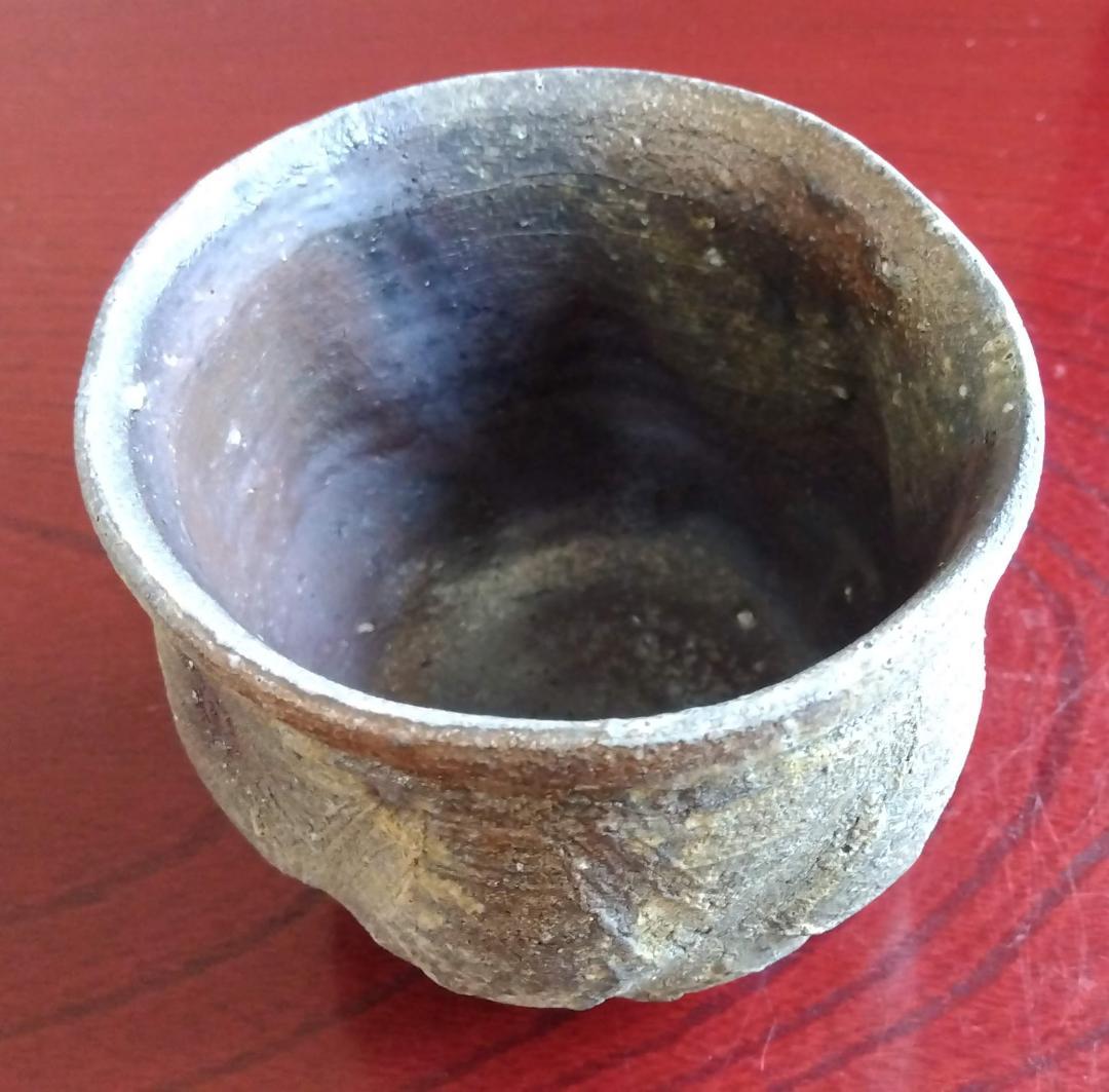 越前焼　白越不朝　塩越窯灰釉究極美逸品ぐい呑み/湯呑2種茶托3点セットNo:9