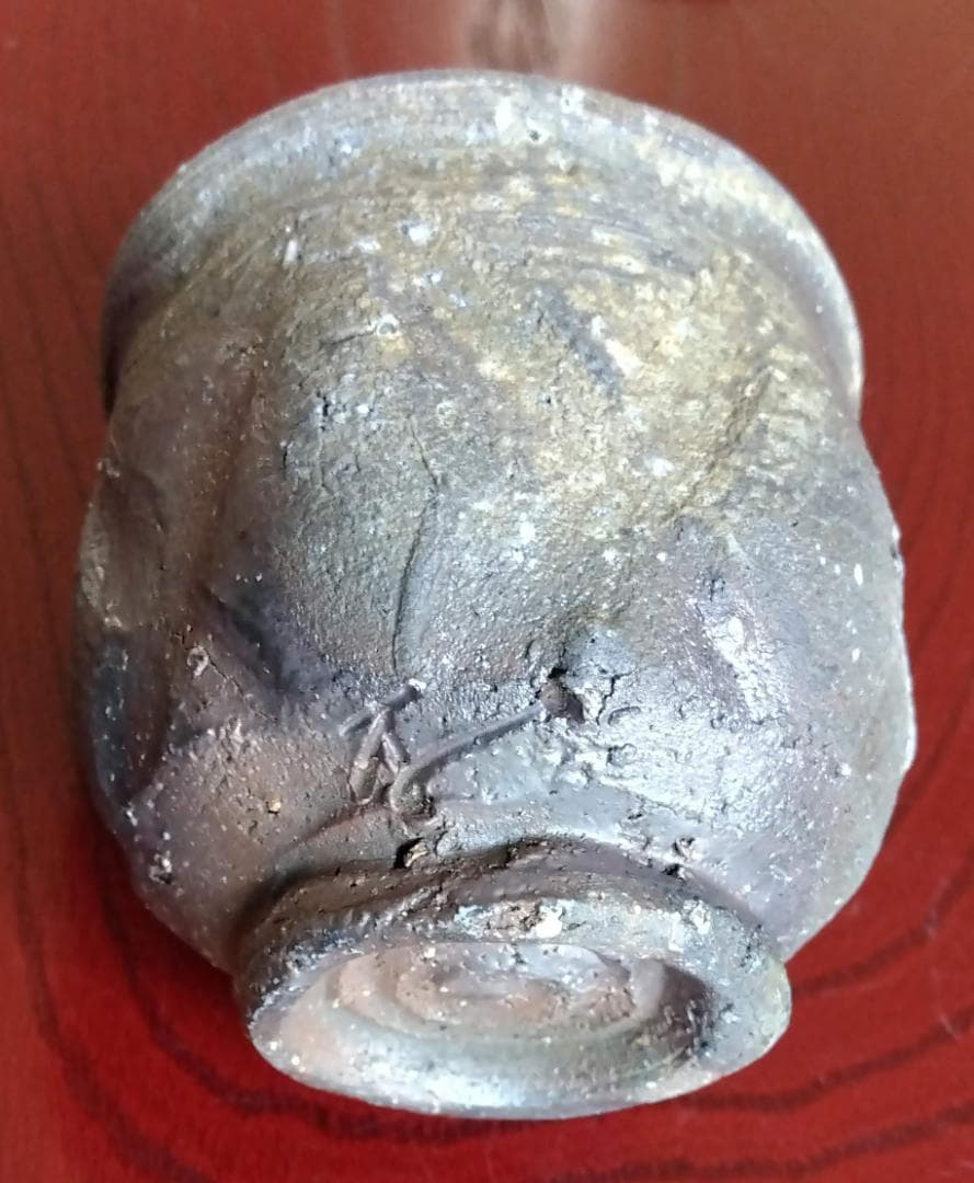 越前焼　白越不朝　塩越窯灰釉究極美逸品ぐい呑み/湯呑2種茶托3点セットNo:9