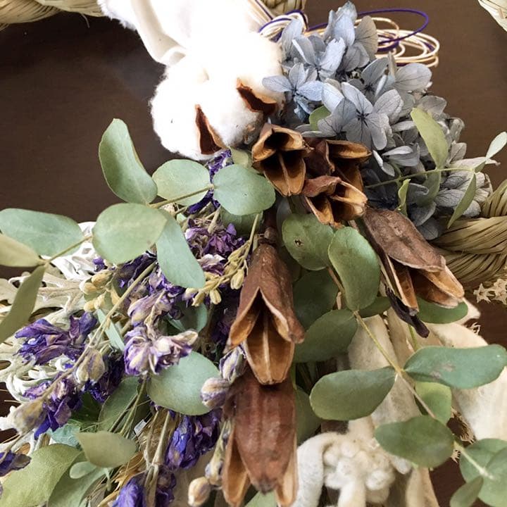 64自家栽培ドライ含む しめ飾りしめ縄 松飾り 注連 正月 スワッグ プリザーブ