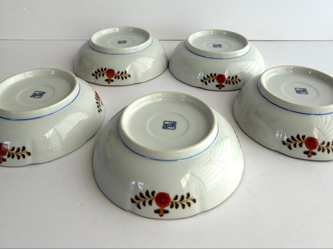 前畑陶器 庫山窯 古伊万里 中鉢揃 5枚セット 和食器 色絵 煮物鉢 赤絵