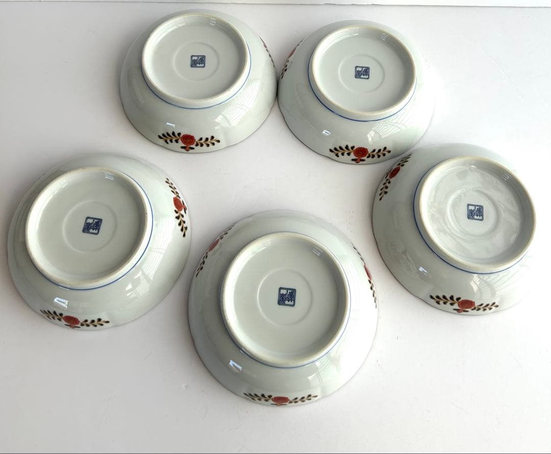前畑陶器 庫山窯 古伊万里 中鉢揃 5枚セット 和食器 色絵 煮物鉢 赤絵