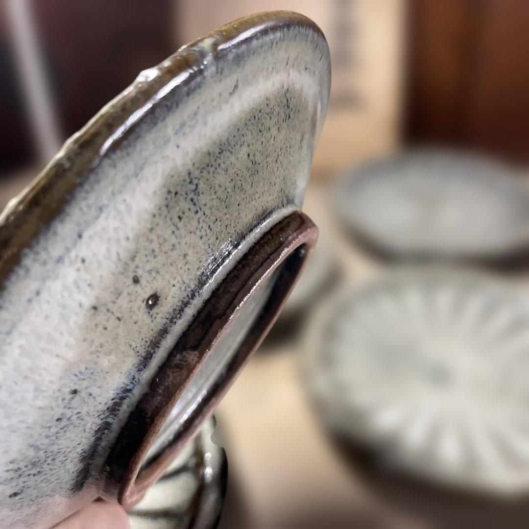 丹波　名工　生田和孝　白釉銘々皿　5枚　共箱