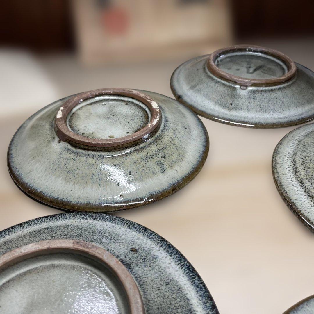 丹波　名工　生田和孝　白釉銘々皿　5枚　共箱