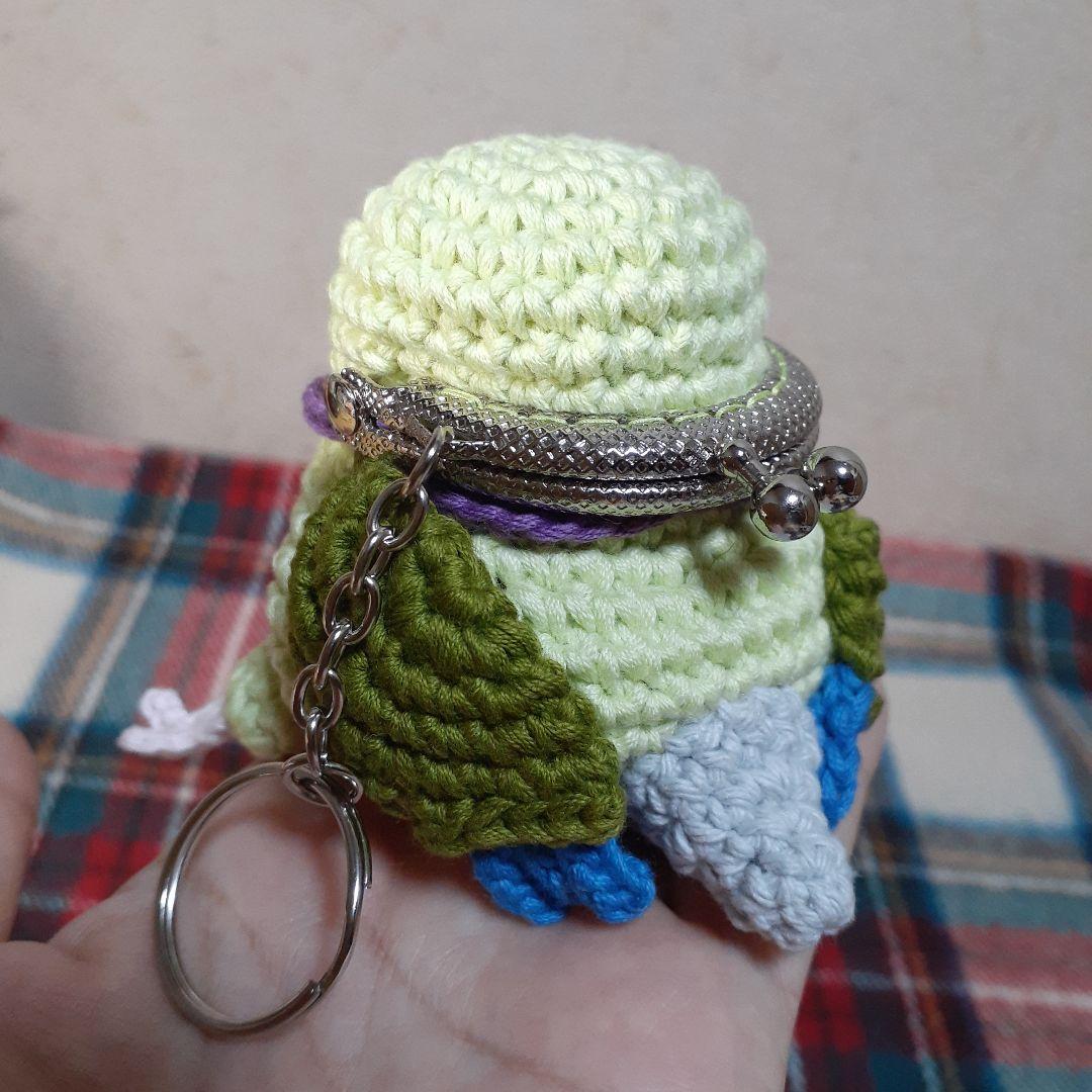 専用　ハンドメイド　ウロコ　がま口　ポーチ　ヴァイオレットブルーシナモン