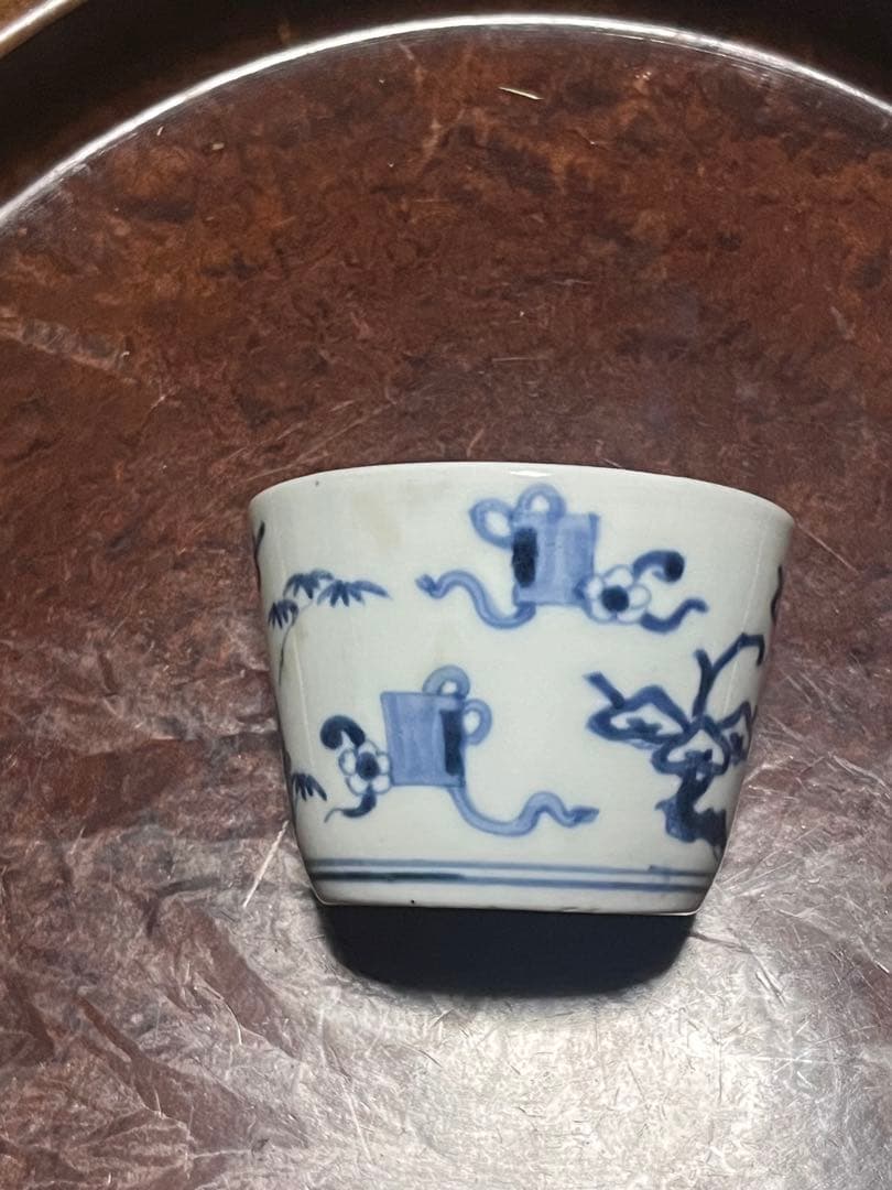 モダンデザイン　古伊万里　蕎麦猪口　散らし　無傷完品　大振り　松竹梅　柿右衛門