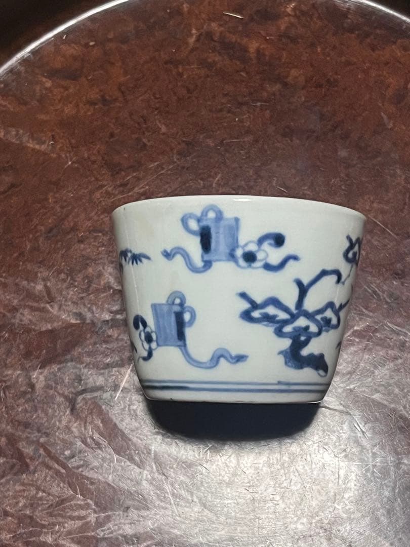 モダンデザイン　古伊万里　蕎麦猪口　散らし　無傷完品　大振り　松竹梅　柿右衛門