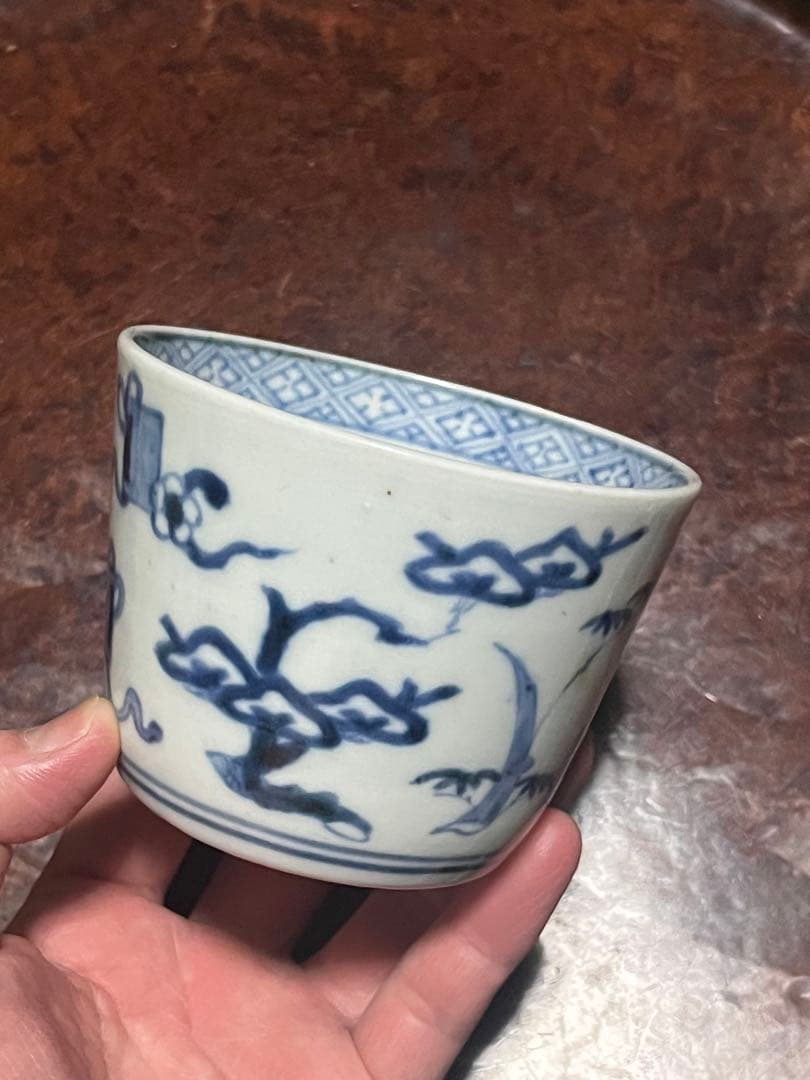 モダンデザイン　古伊万里　蕎麦猪口　散らし　無傷完品　大振り　松竹梅　柿右衛門