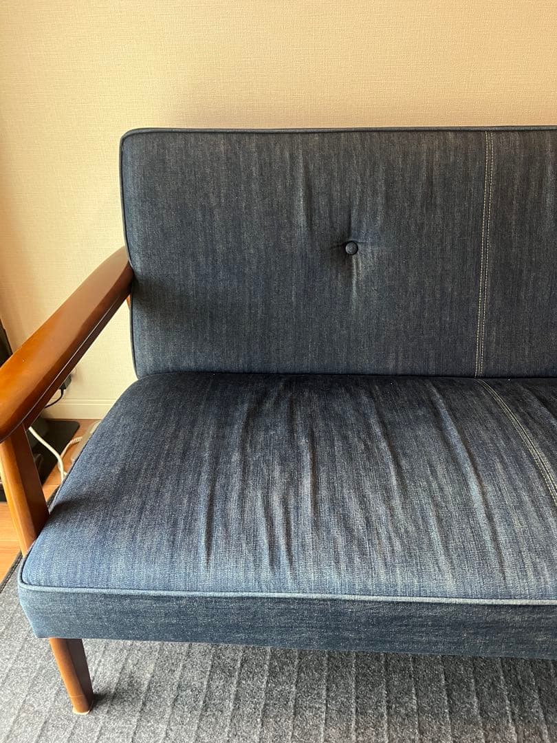 美品　カリモク60 Kチェア 2シーター リミテッド　カイハラデニムソファ