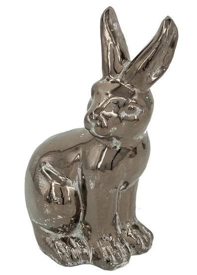 ウサギ 兎 置物 オブジェ シルバー テラコッタ モダン 85662RB
