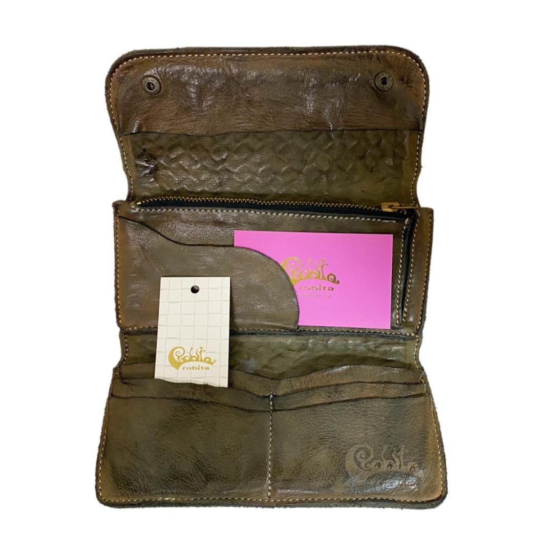 ■送無■未使用【robita】メッシュレザーロングウォレット 長財布 本革 箱付