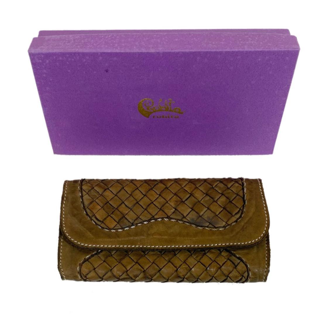 ■送無■未使用【robita】メッシュレザーロングウォレット 長財布 本革 箱付