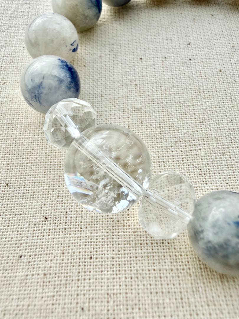 デュモルチェライトインクォーツ×アイリス水晶 ブレスレット 16cm