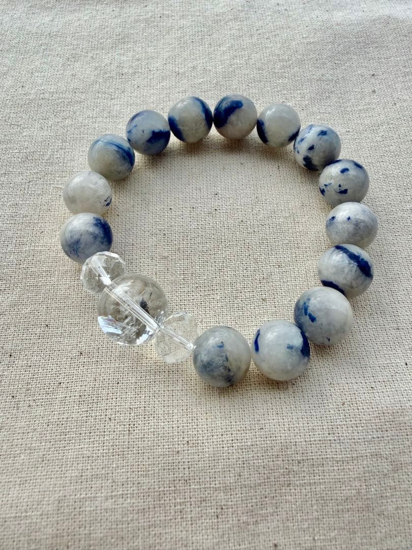 デュモルチェライトインクォーツ×アイリス水晶 ブレスレット 16cm