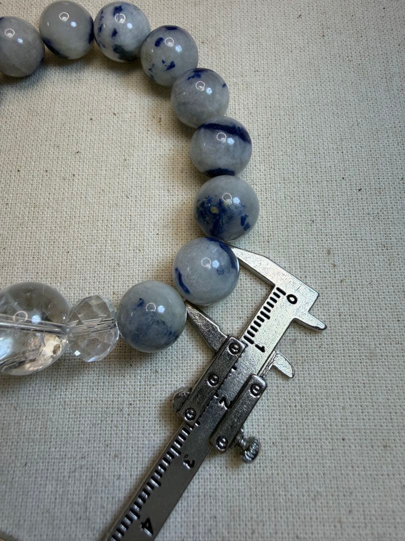 デュモルチェライトインクォーツ×アイリス水晶 ブレスレット 16cm