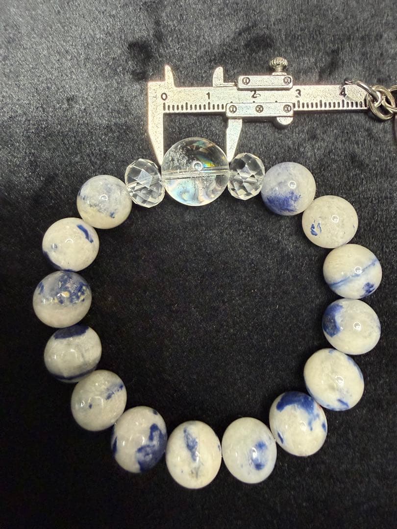 デュモルチェライトインクォーツ×アイリス水晶 ブレスレット 16cm