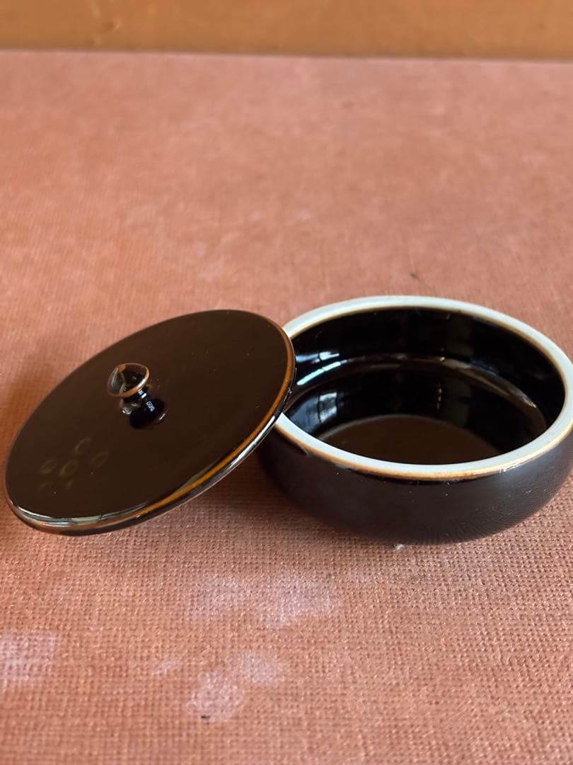 重要無形文化財中村清六作天目梅花文烏帽子香合　検昭和天皇御覧製作