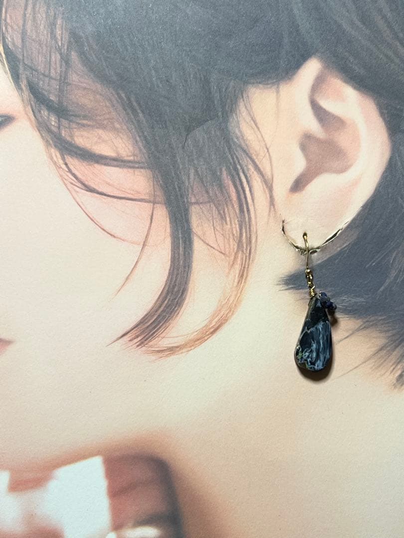 ブルー　ピーターサイト　サファイア　ラピスラズリ　14kgf ピアス