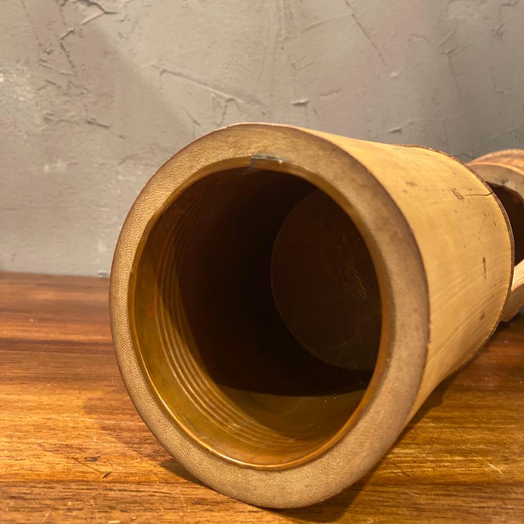 昭和レトロ 骨董品 時代物華道具 竹二重切り 花入れ 花器 根付 銅製