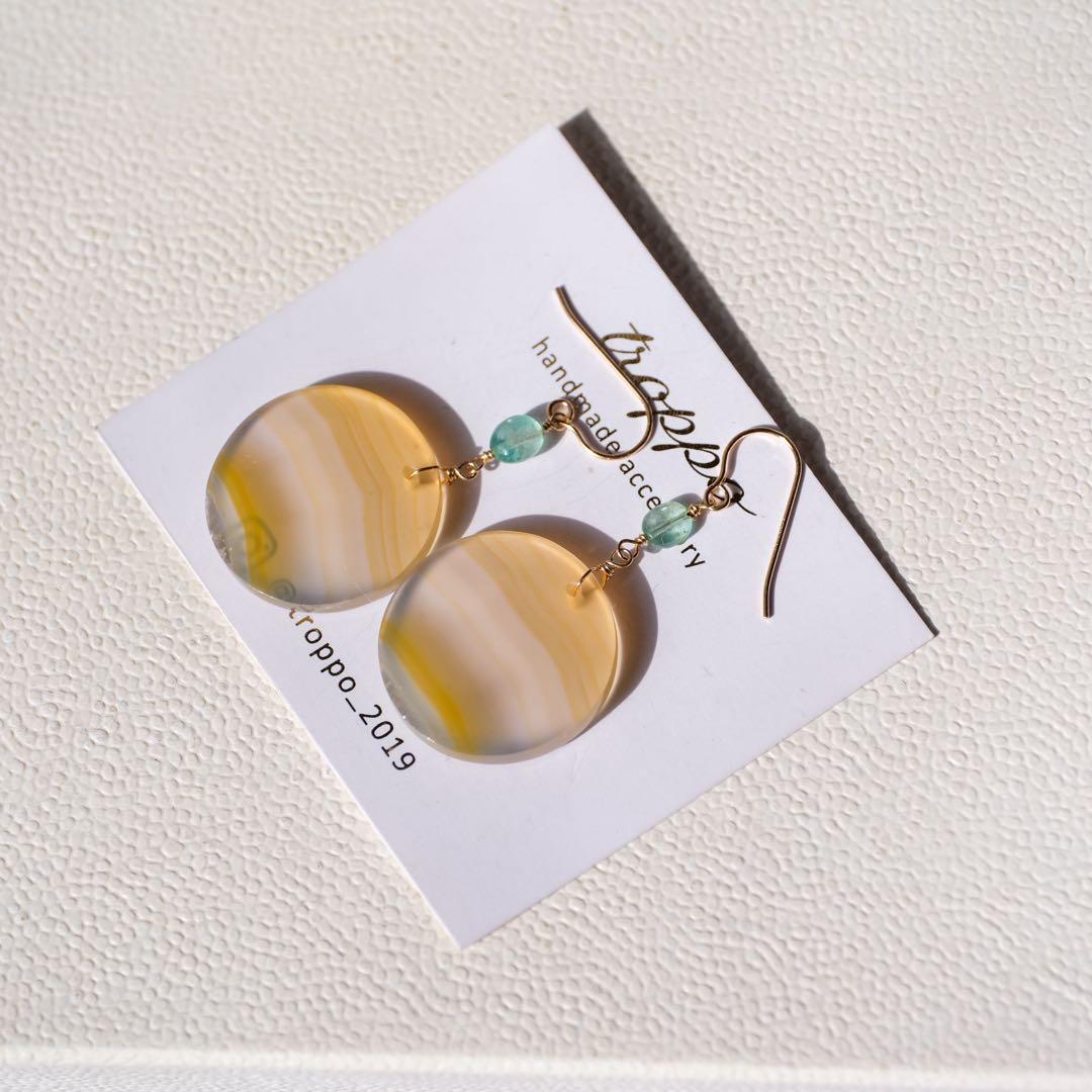 おともさん ♦︎14kgfアイリスアゲートラウンドピアス