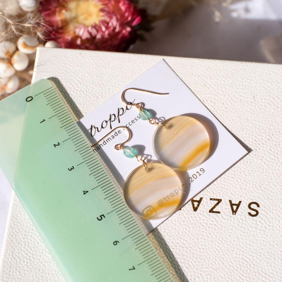 おともさん ♦︎14kgfアイリスアゲートラウンドピアス