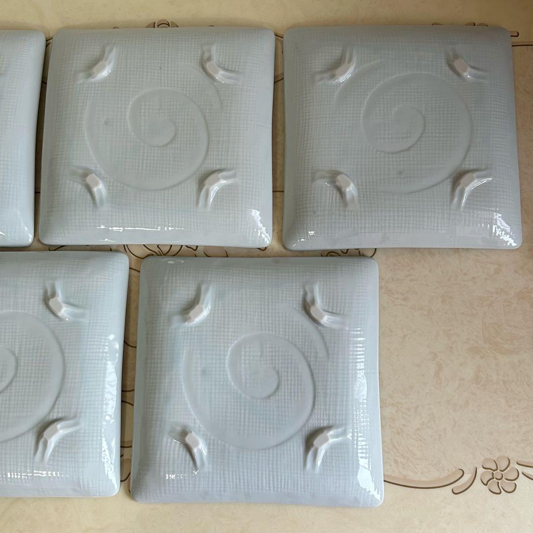 三洋陶器　龍峰窯　染付唐草　大皿　角皿　5枚セット　足付き　和食器　盛皿和皿中皿