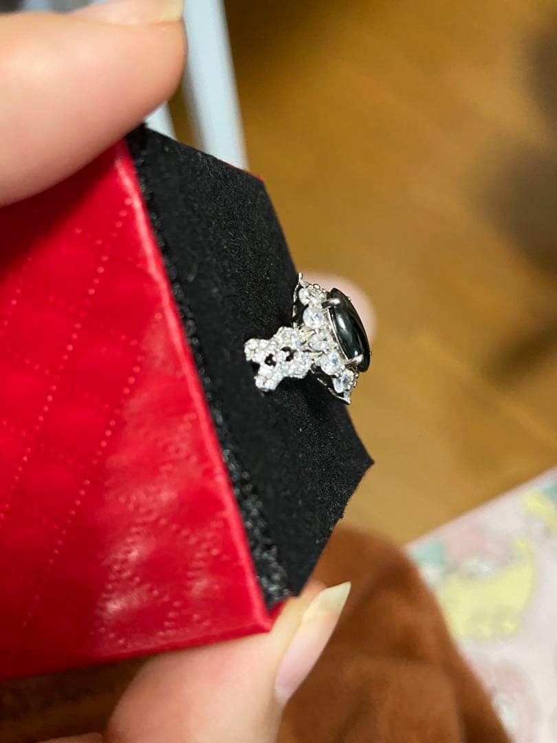 ミャンマー産墨翠系ヒスイリング9.8mm バロック S925 CZ