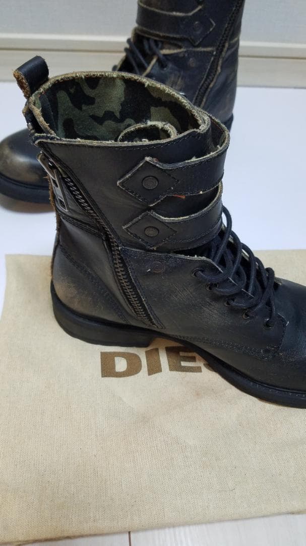 DIESEL ミリタリーブーツ ブラック カモフラージュ