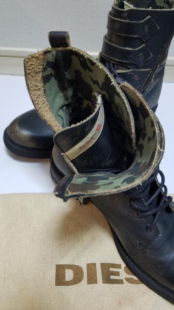 DIESEL ミリタリーブーツ ブラック カモフラージュ