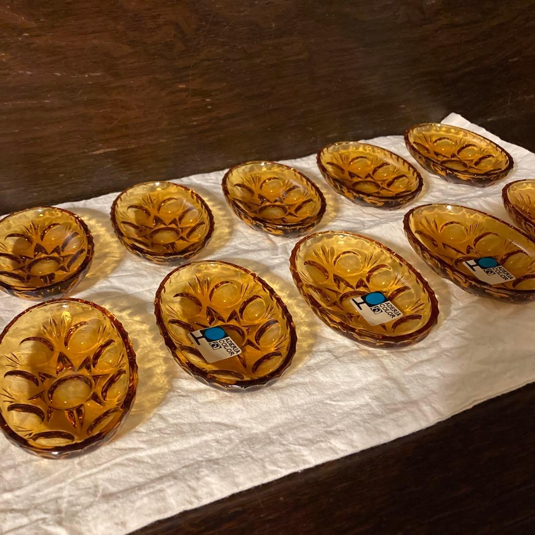 ADERIA COLOR 豆皿　１０枚　アンバー　レトロ